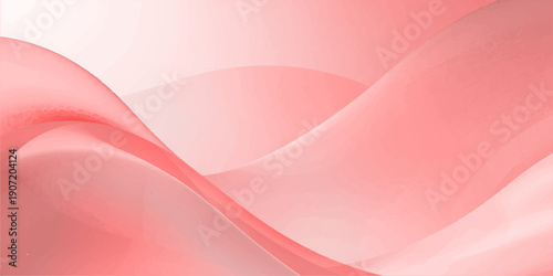 A soft flowing pink silk background featuring an artistic abstract design with smooth blue wave curves and a light textile texture for a decorative vector wallpaper backdrop