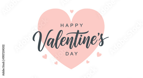 Happy Valentine's Day Greeting Card with Pink Heart Illustration