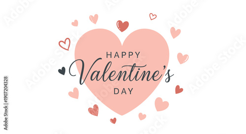 Valentines Day celebration with hearts illustration on white background