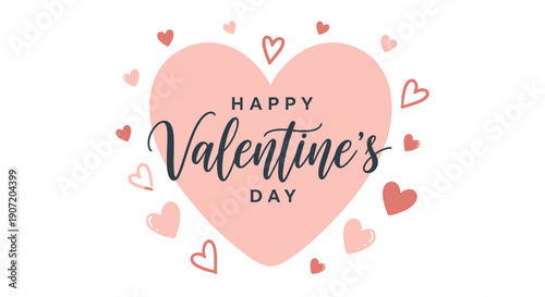 Happy Valentine's Day illustration with hearts and sweet message