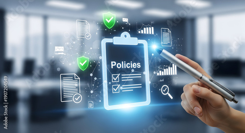 Image 6 (office scene, digital clipboard titled 