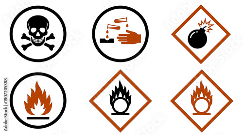 Set of Standard GHS Hazard Warning Safety Symbols Vectors