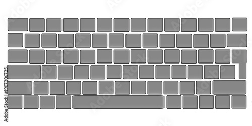 Minimalist Blank Keyboard Design with Grey Keys and White Background.