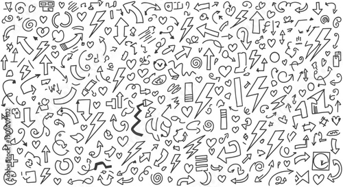 vector doodle icons pattern, social media symbols, web graphics, for background or texture, isolated on transparent background, png