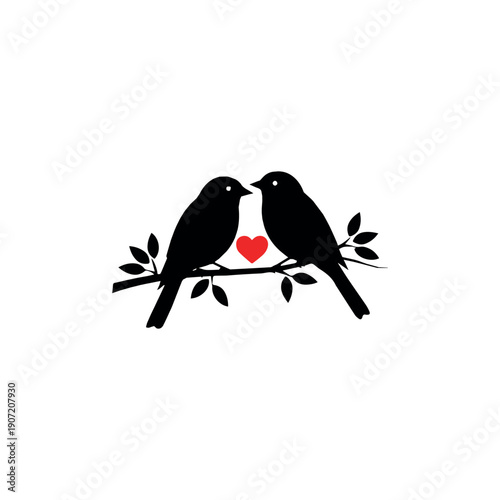 Valentine day Love Birds bundle vector silhouette illustration
