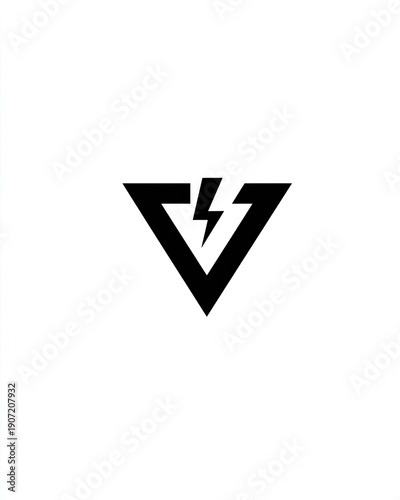 Free Download Black geometric V-shape design containing a stylized lightning bolt. Simple and modern - GFXLoad