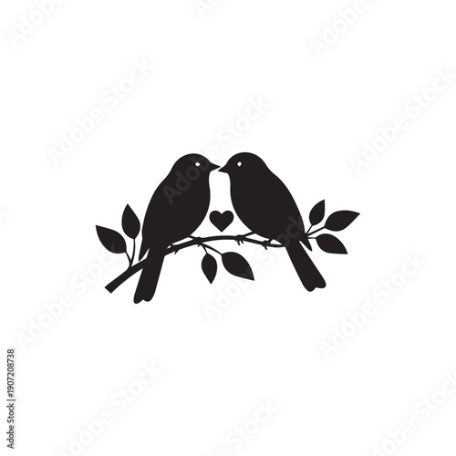 Valentine day Love Birds bundle vector silhouette illustration