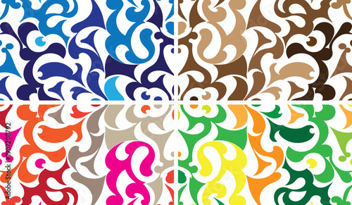 Vibrant, symmetrical floral pattern in a spectrum of colorful hues