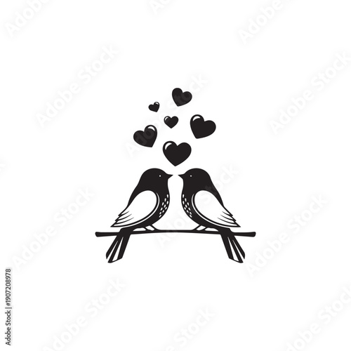 Valentine day Love Birds bundle vector silhouette illustration