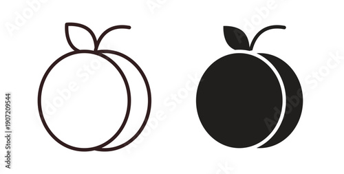 Apricot icon Thin Collection. Editable Stroke. Suitable for Websites