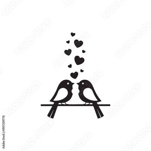 Valentine day Love Birds bundle vector silhouette illustration