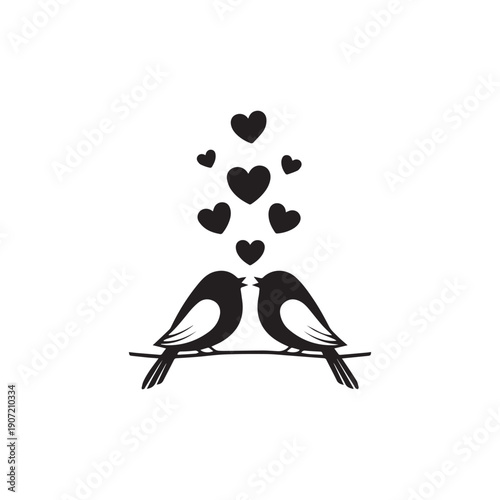 Valentine day Love Birds bundle vector silhouette illustration