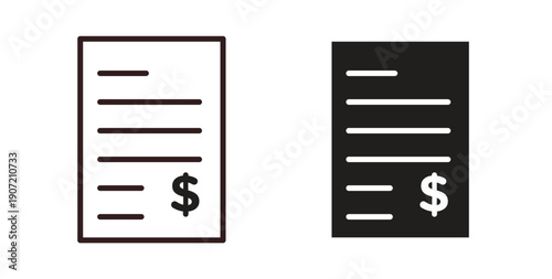 Bills icon Thin Collection. Editable Stroke. Suitable for Websites