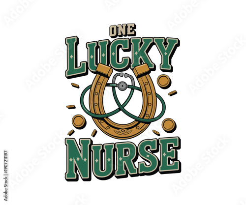 Nursing Heart with Green Clover, St. Patrick's Day Vector for Registered Nurses