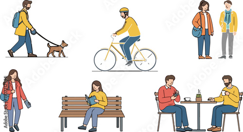 Set of diverse people illustrations for urban planning and design