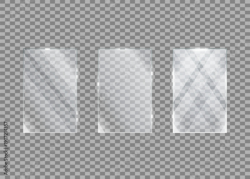 Realistic Transparent Glass Panels Set