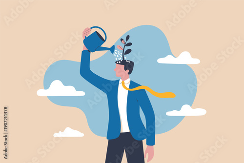 Professional reaching for success amidst a sky of opportunities