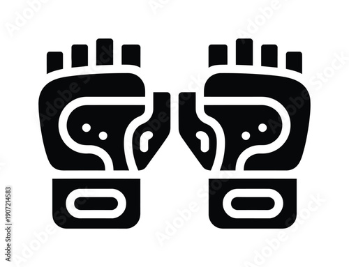 Vector illustration of two boxing gloves in black and white on a plain background