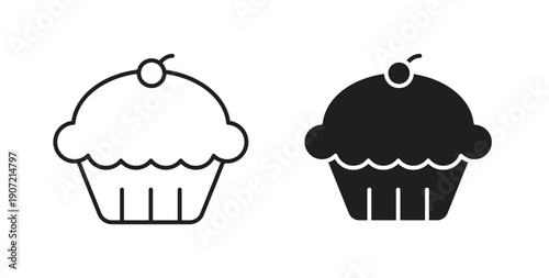 Cupcake icon Thin Collection. Editable Stroke. Suitable for Websites