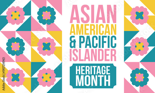Asian American and Pacific Islander Heritage Month. Celebrated in the United States in May. It celebrates the culture, traditions and history. Poster, card, banner. Vector illustration