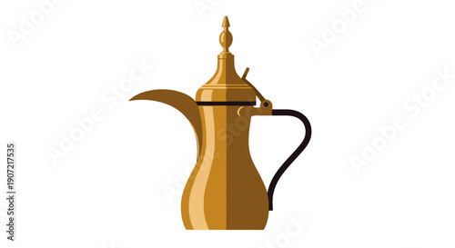 Traditional Arabic coffee pot illustration on a white background from a front viewpoint
