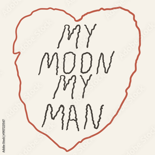 heart shape with note in hand drawn style. Elements for design mail post postcard sticker poster print invitation