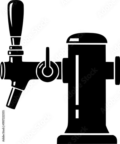 Beer tap dispenser silhouette for pouring draft beer or other beverages
