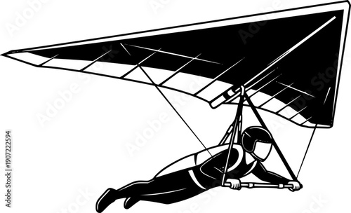 Person flying through the sky with a hang glider, illustrating adventure and extreme sport
