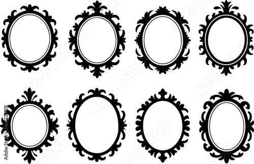 Ornamental Vintage Frame Icons – Decorative Circular & Square Borders Set