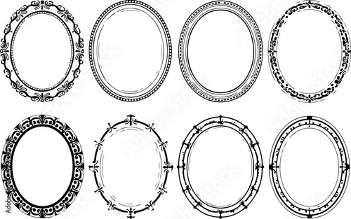 Ornamental Vintage Frame Icons – Decorative Circular & Square Borders Set