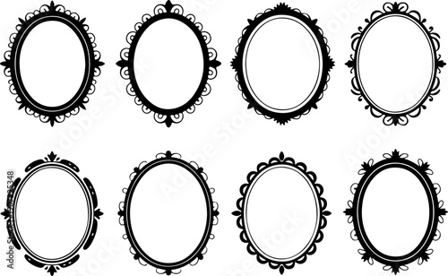 Ornamental Vintage Frame Icons – Decorative Circular & Square Borders Set