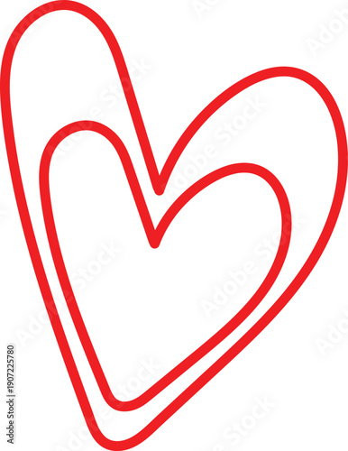 Double outlined red heart shape design