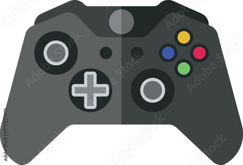 Modern gamepad. Video arcade joystick cartoon icon