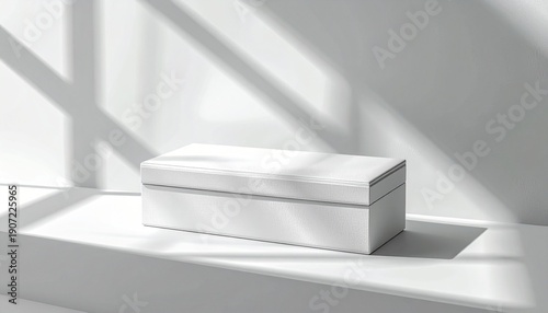 Minimalist White Box Mockup with Sunlight and Shadow Play.