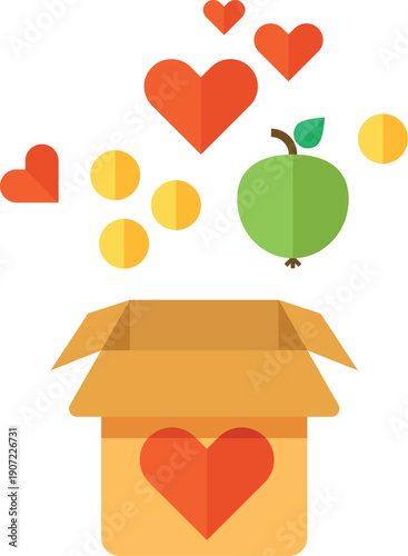 Food donation color icon. Nonprofit emblem. Charity aid