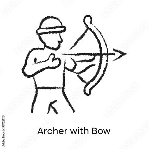 Archer Shooting Bow Outline Icon – Archery Sport Line Vector