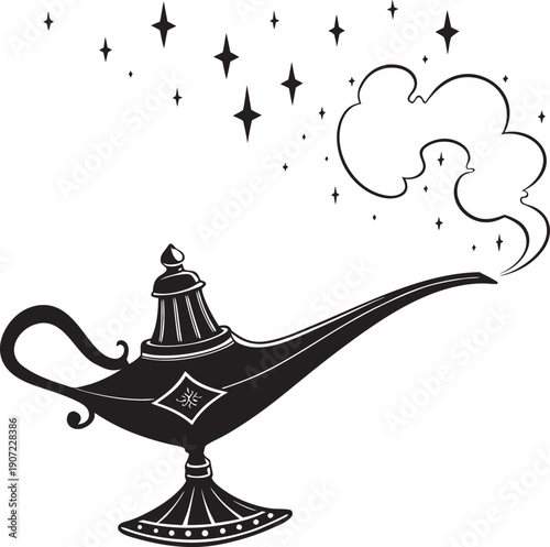 magic lamp and magic wand