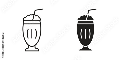 Milk shake icon Thin Collection. Editable Stroke. Suitable for Websites