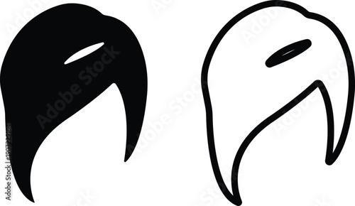 Hairstyle Flat Line Style Vector Icon Set, Woman Haircut Symbol Collection and Beauty Salon Outline Graphic Group Featuring Black Female Hairstyle, Hairdo and Coiffure