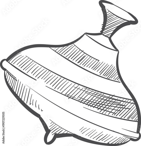 Spinning top toy. Plastic striped whirligig icon