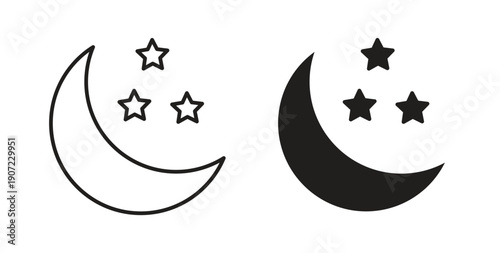 Night icon Thin Collection. Editable Stroke. Suitable for Websites