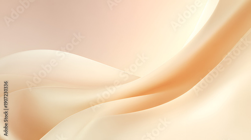 Εκτύπωση καμβά Abstract flowing fabric waves in soft peach and cream colors creating elegant cu