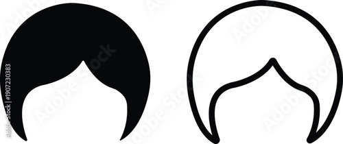 Hairstyle Flat Line Style Vector Icon Set, Woman Haircut Symbol Collection and Beauty Salon Outline Graphic Group Featuring Black Female Hairstyle, Hairdo and Coiffure