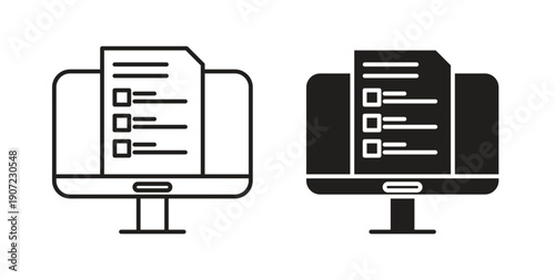 Online exam test icon Thin Collection. Editable Stroke. Suitable for Websites