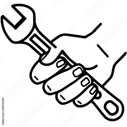 A hand using a wrench to illustrate mechanical work or repair tasks.