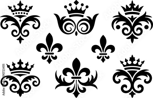 Elegant Vintage Ornamental Flourish & Royal Design Elements Vector Set