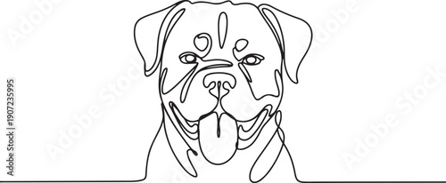 One-Line Portrait of a Rottweiler Dog
