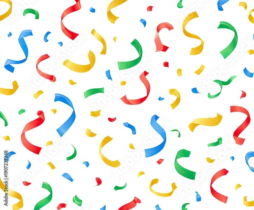 Wallpaper Mural Colorful, falling streamers and confetti against a bright white backdrop, a festive graphic Torontodigital.ca