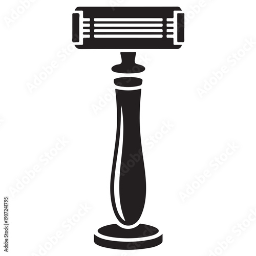 A classic black and white illustration of a razor, symbolizing personal grooming and hygiene for a clean shave