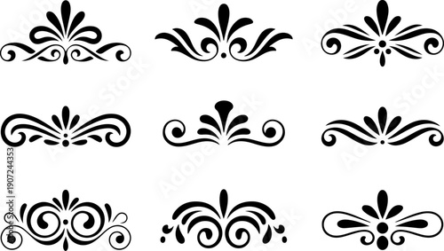 Royal Heraldic Crest and Crown Ornamental Vector Set